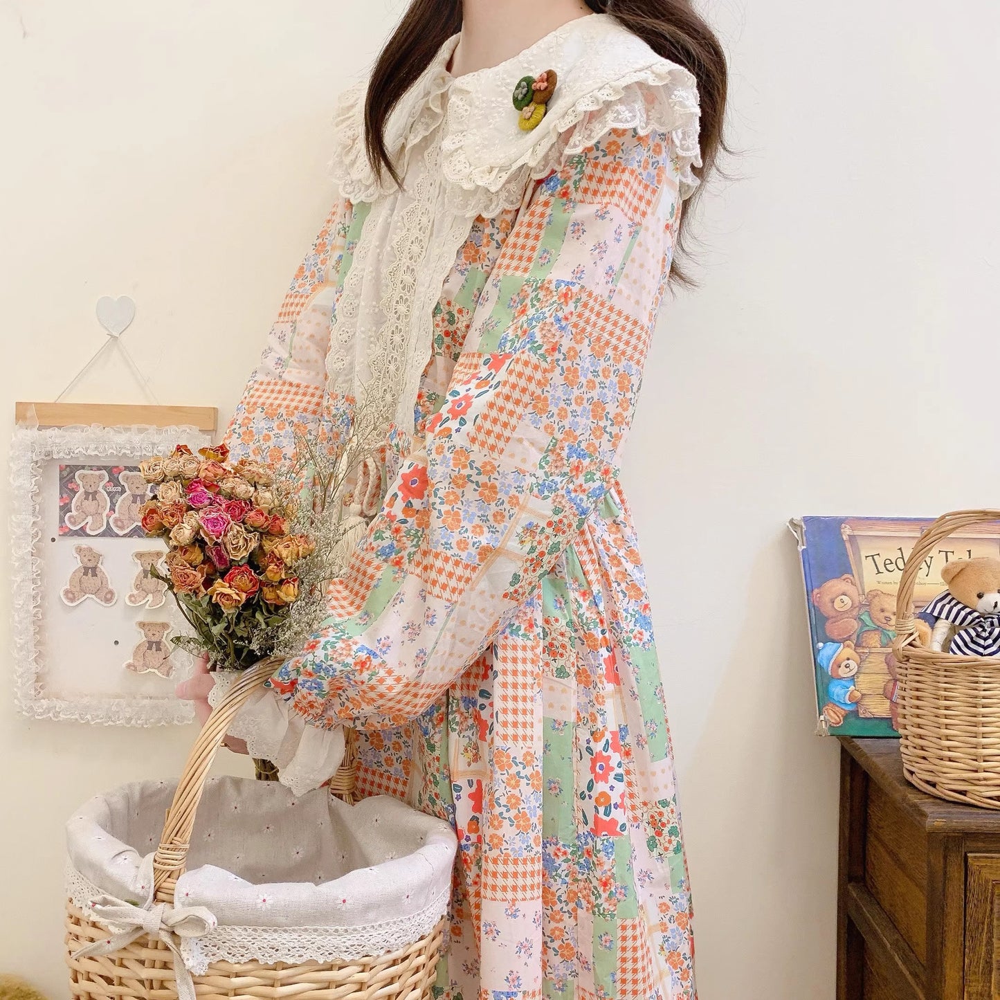 Cottagecore Floral Patchwork Dress