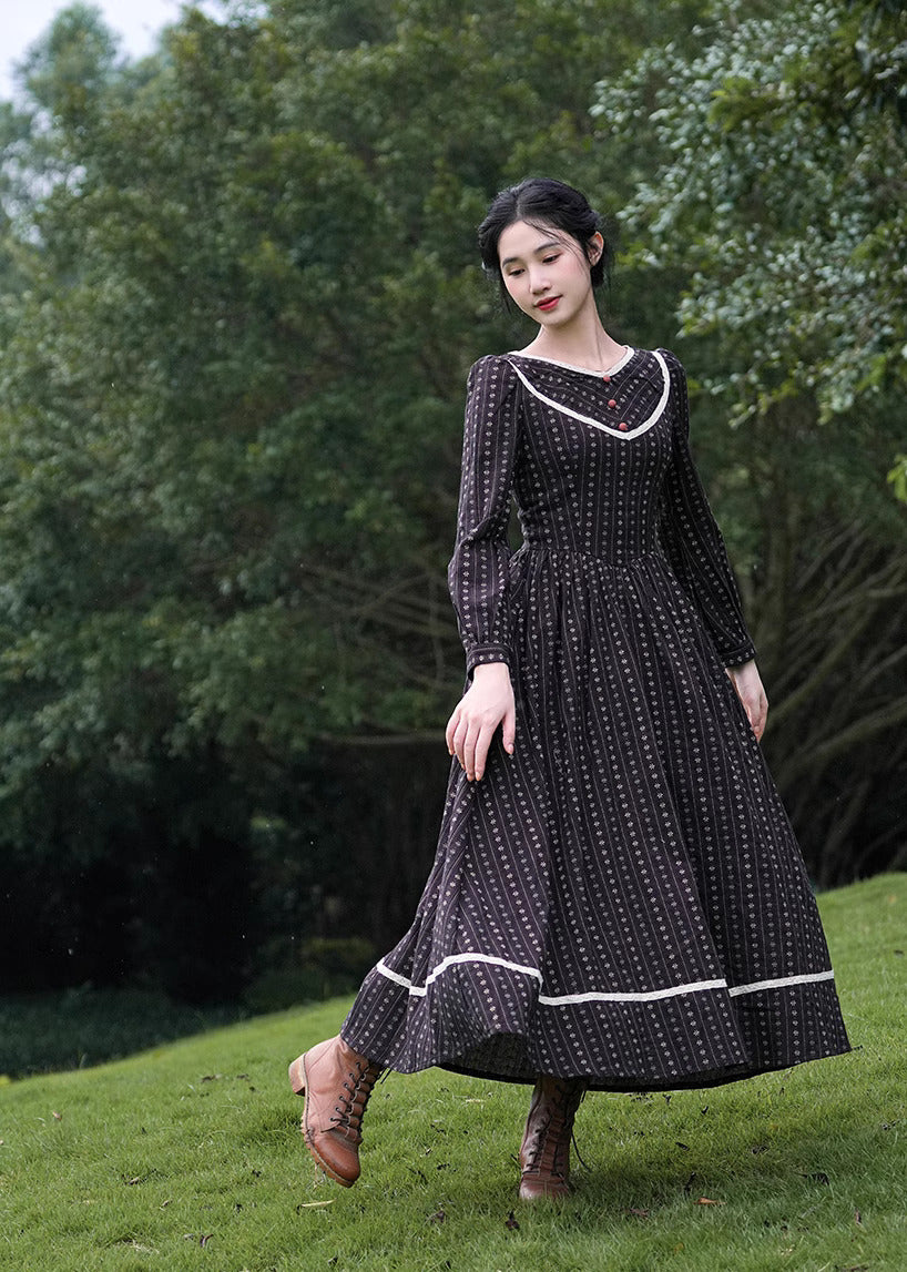 Period Drama Inspired V Neck Cotton Dress