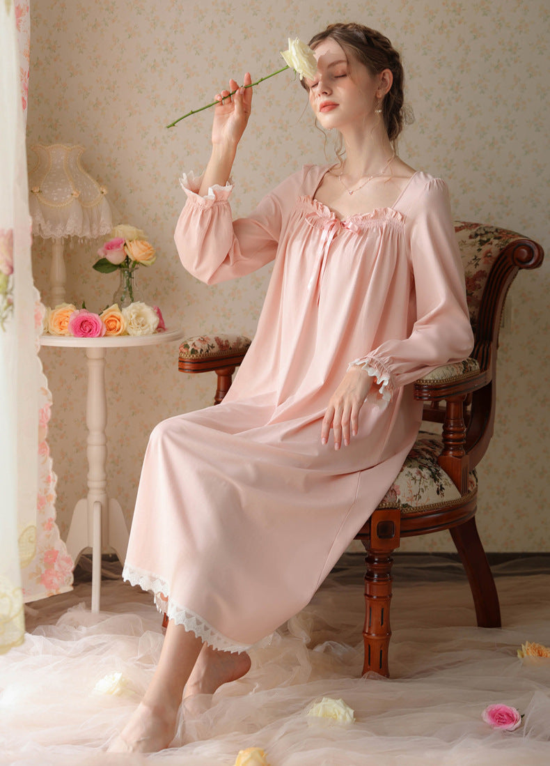 Retro Style Cotton Night Gown Dress