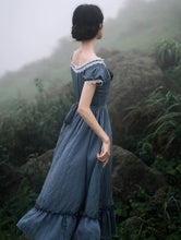 Load image into Gallery viewer, Period Drama Inspired Vintage Blue Prairie Dress
