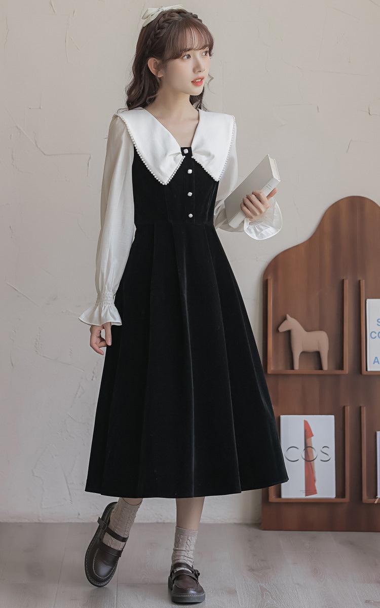 50S Peter Pan Collar Velvet Dress