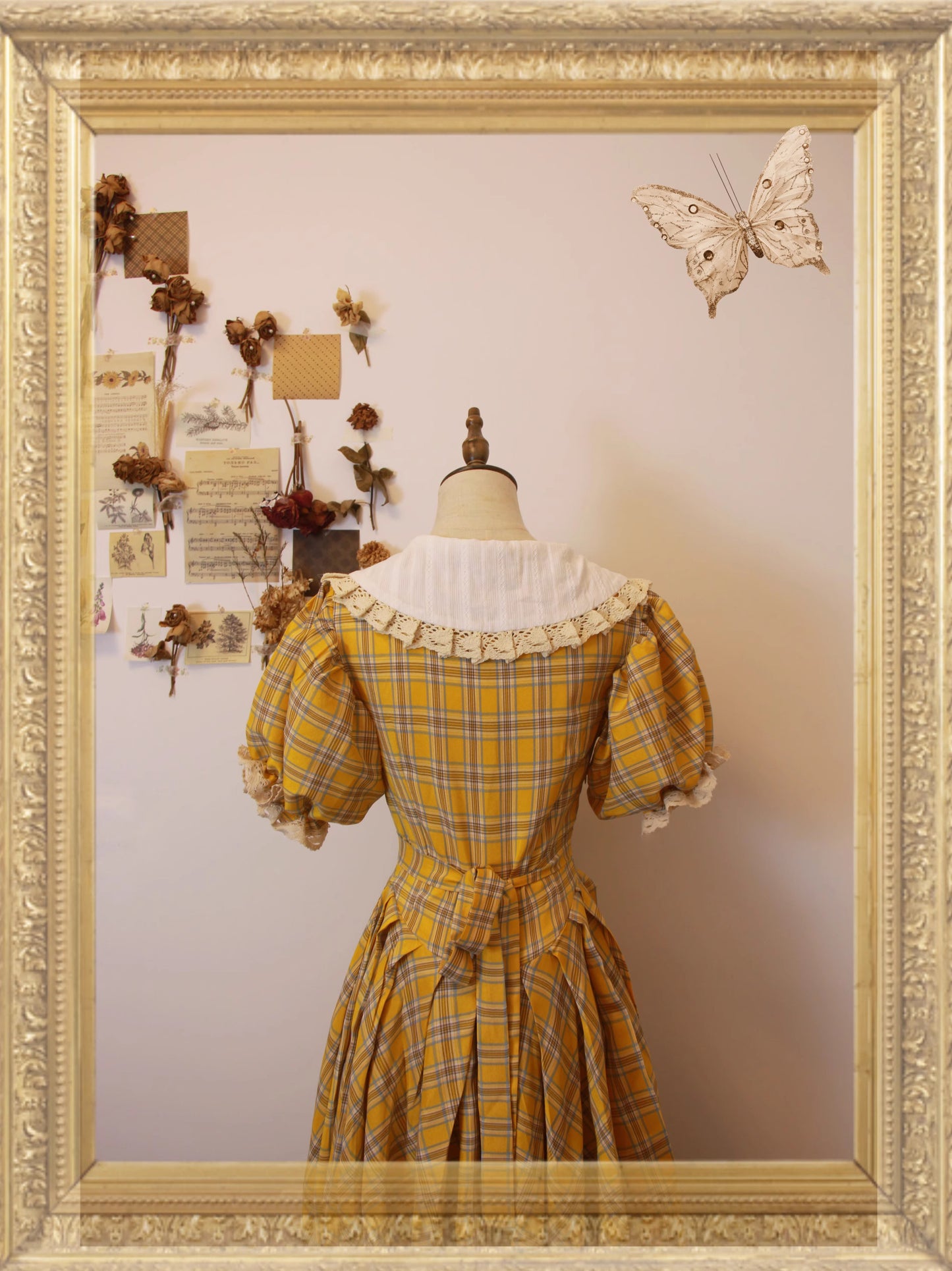 Vintage Plaid Puff Sleeve Tea Dress