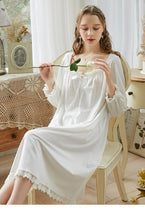 Load image into Gallery viewer, Retro Style Cotton Night Gown Dress

