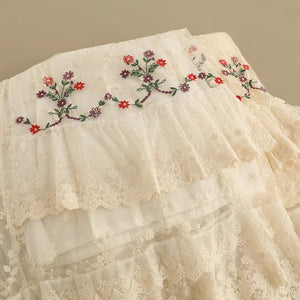 Cottagecore Embroidery Lace Skirt