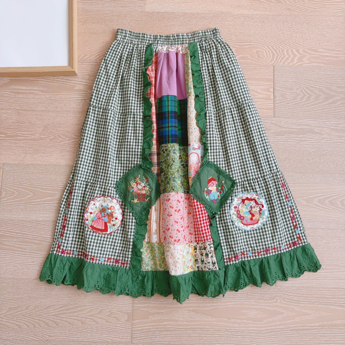 Cottagecore Patchwork Embroidery Skirt