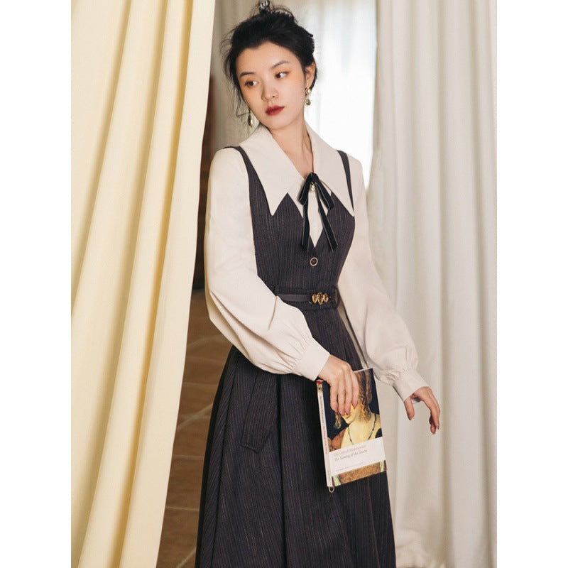 Retro Academia Blouse Pinafore Dress Set