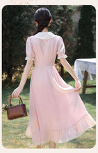 Load image into Gallery viewer, Retro Cottagecore Embroidery Pink Dress
