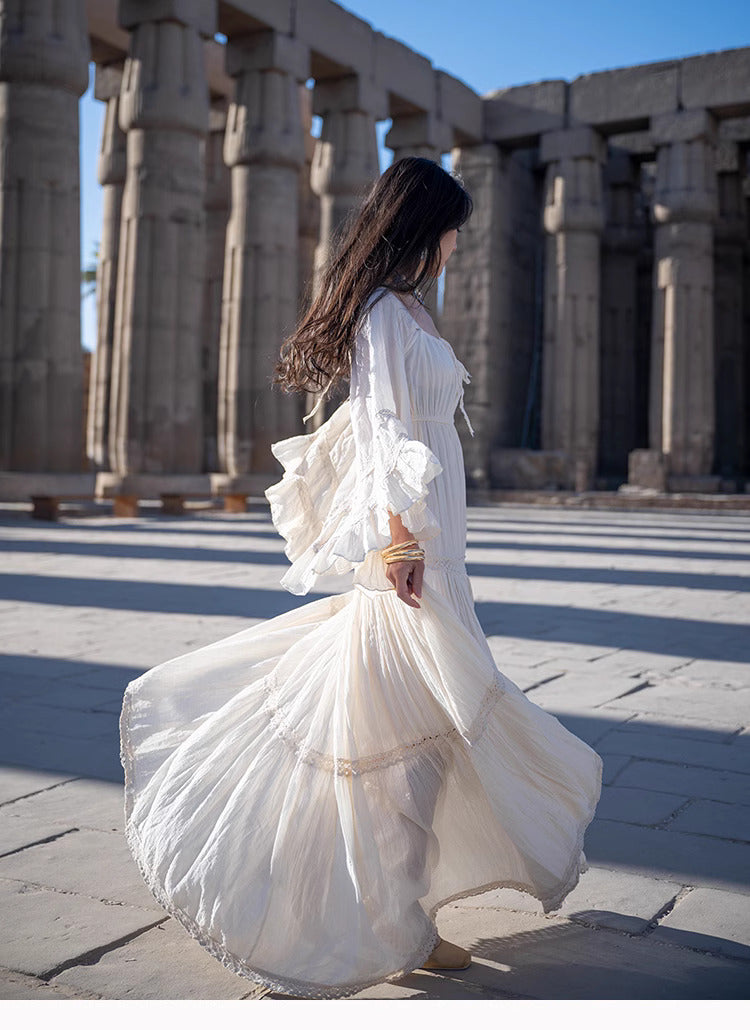 Dreamy Trumpet Sleeves Swing Prairie Dress