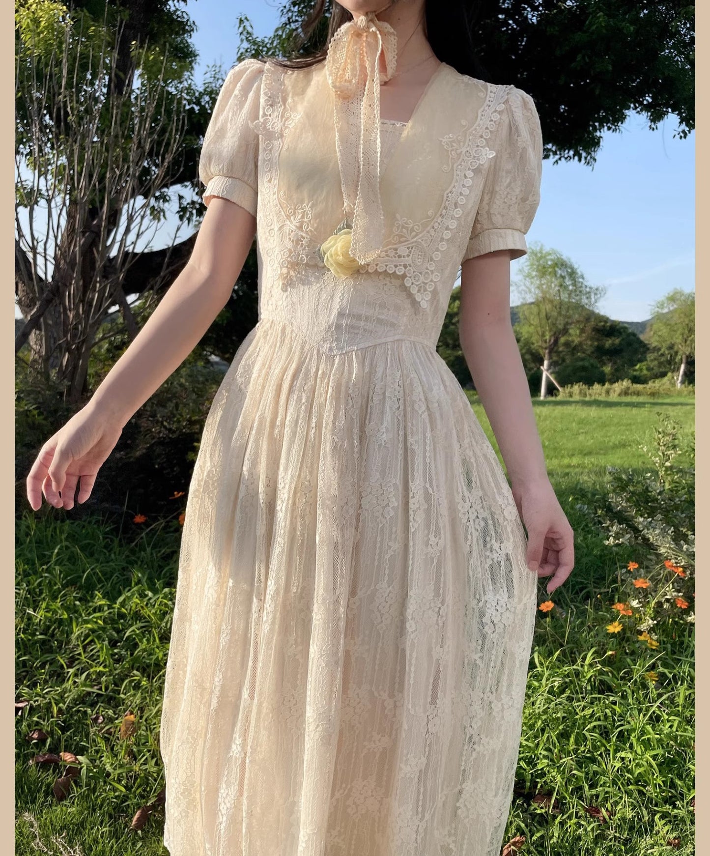 Gunne Sax Remake 70S Fairycore Birdal Dress