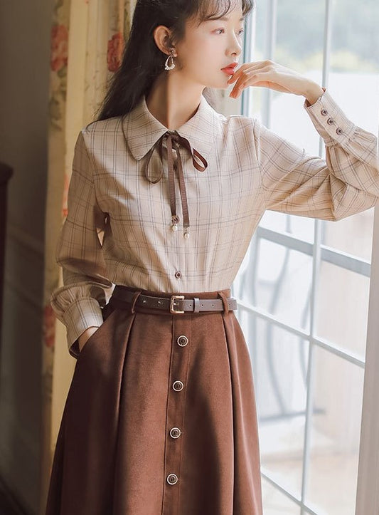 vintage dress vintage blouse academia outfit light academia