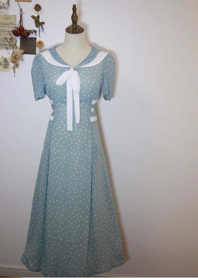 1940S Salor Style Dot Dress