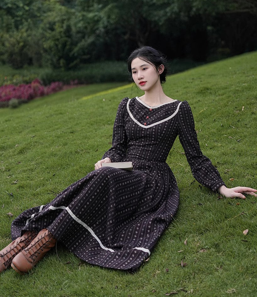 Period Drama Inspired V Neck Cotton Dress