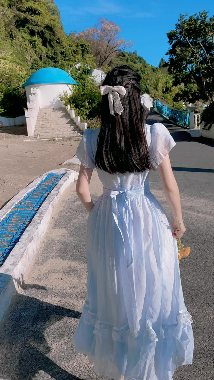 Gunne Sax Remake Pastel Lace Trim 70s Dress