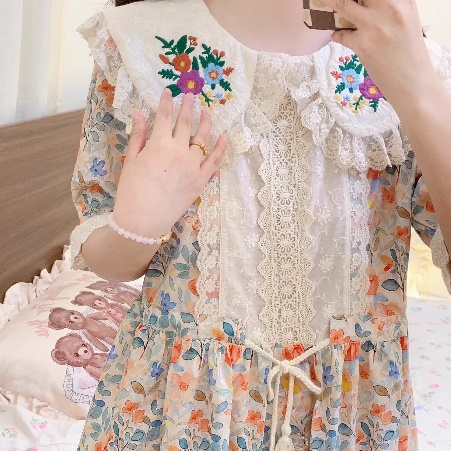 Cottagecore Embroidery Floral Summer Dress