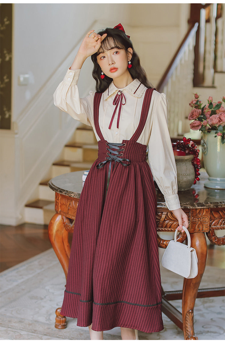 Retro Academia Pinafore Shirt Set