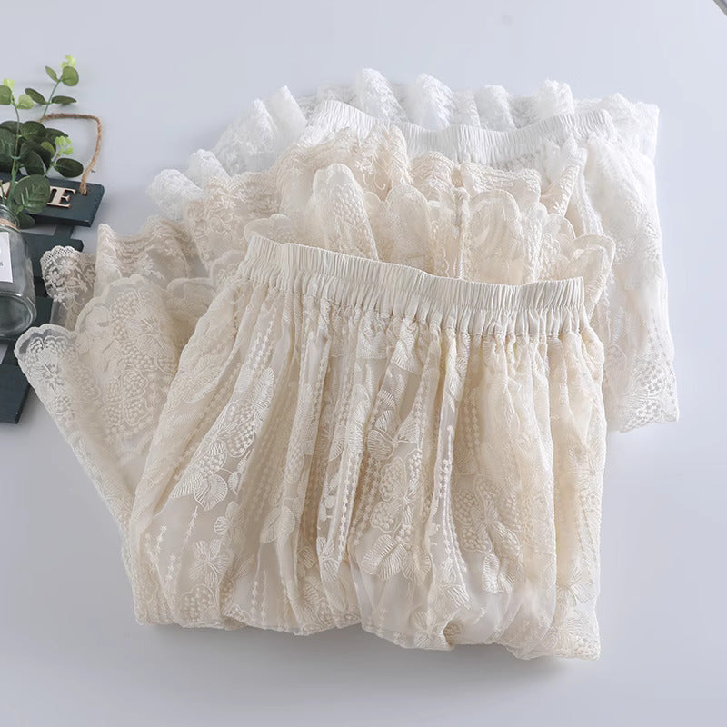 Cottagecore Lace Embroidery Skirt