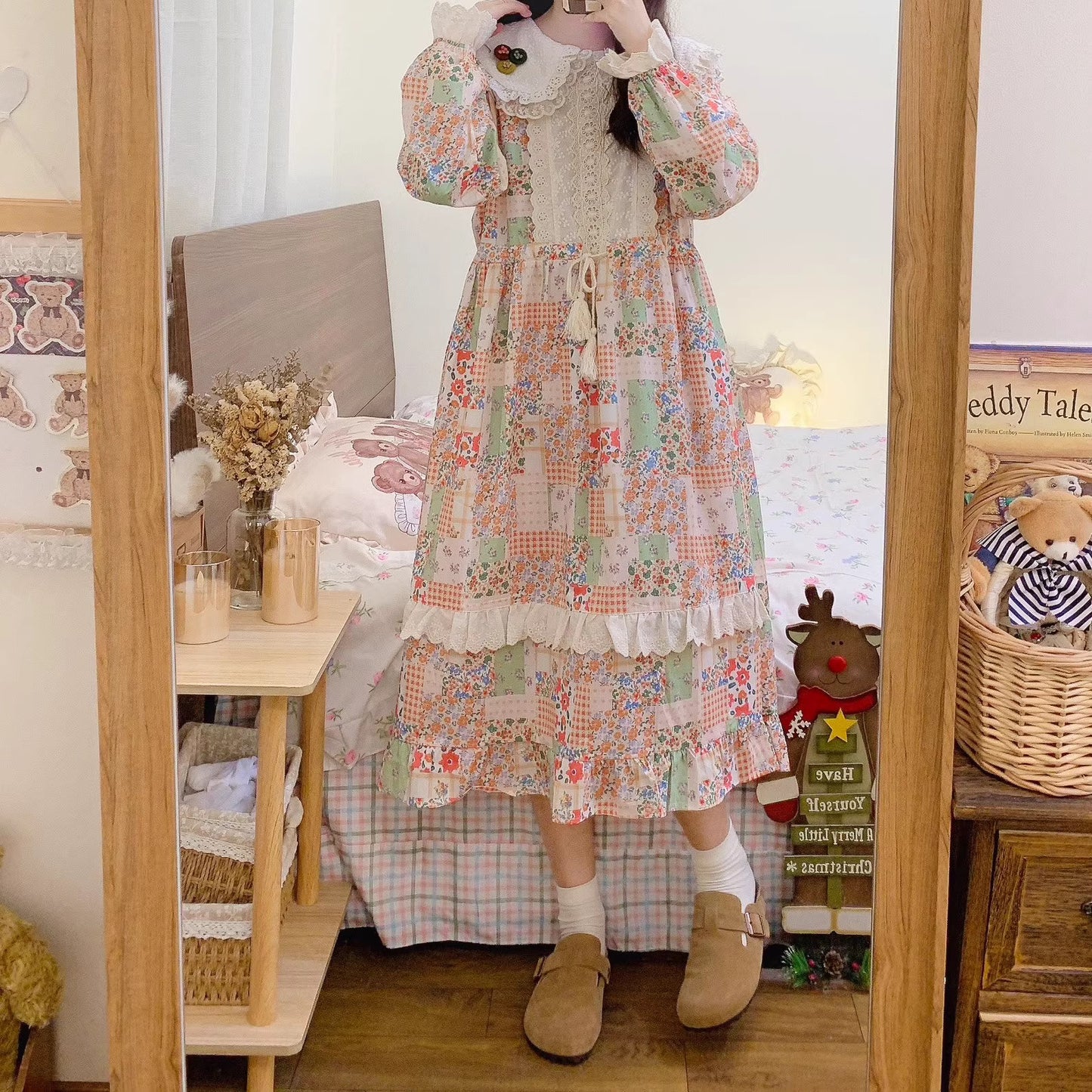 Cottagecore Floral Patchwork Dress