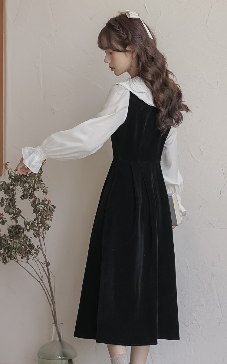 50S Peter Pan Collar Velvet Dress