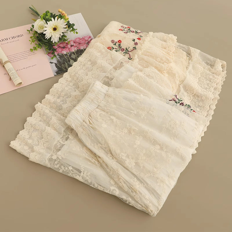 Cottagecore Embroidery Lace Skirt