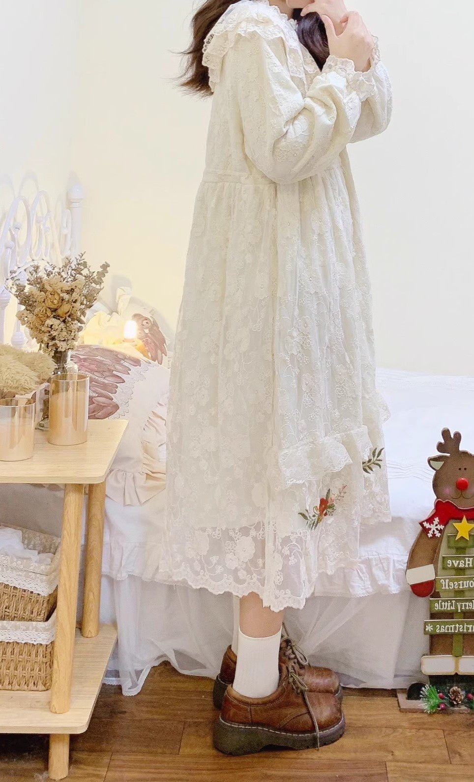 Cottagecore Embroidery Lace Dress