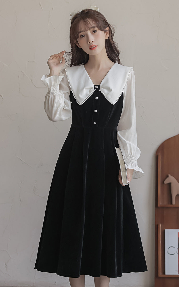 50S Peter Pan Collar Velvet Dress