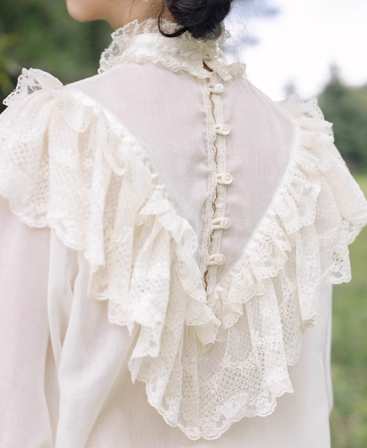 Gunne sax Remake 70s Puff Sleeves Antique Blouse Shirt