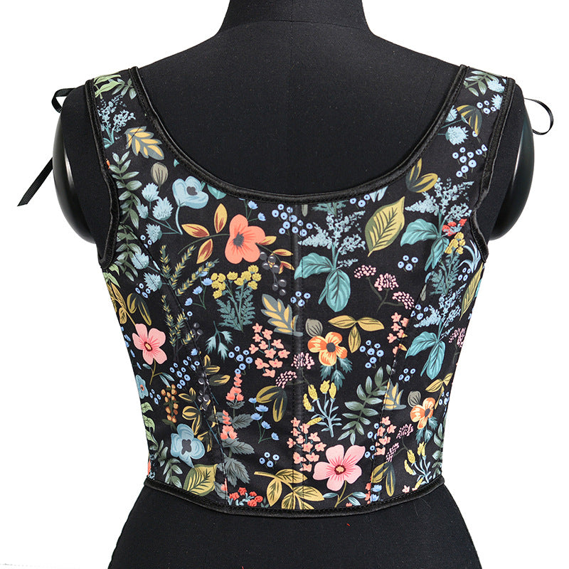 Cottagecore Floral Lace up Corset