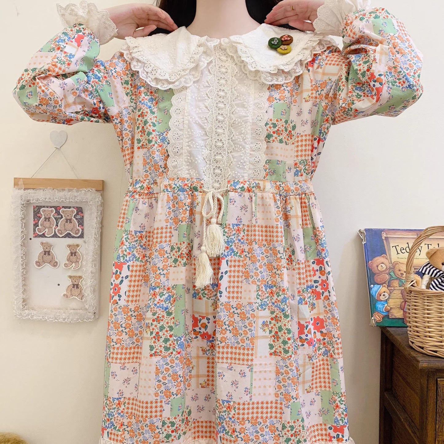 Cottagecore Floral Patchwork Dress