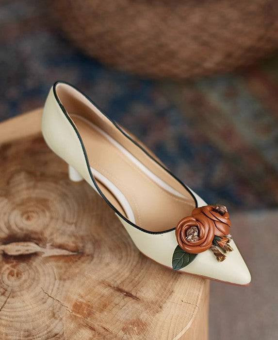 Retro Flower Pointed-toe Heels Shoes