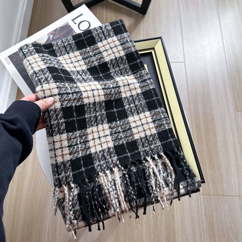 Retro Faux Cashmere Plaid Scarf