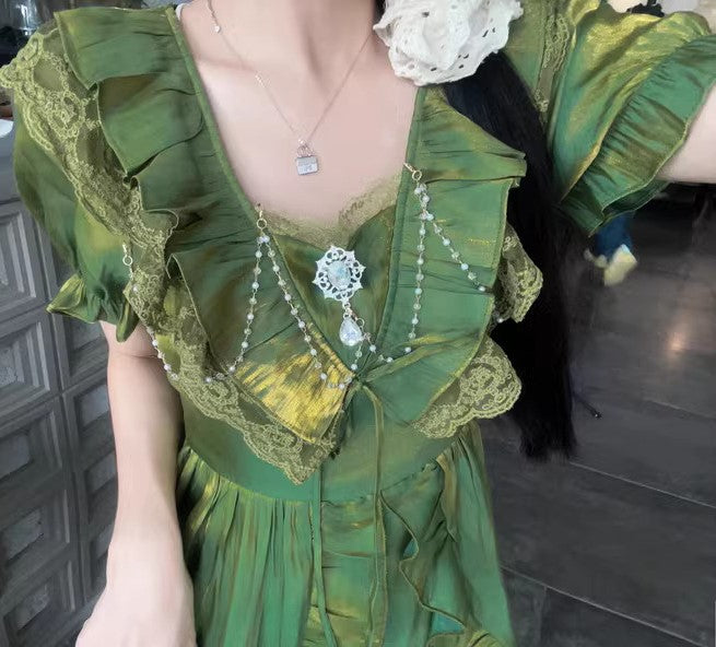 Fairycore Ruffled Green Dress