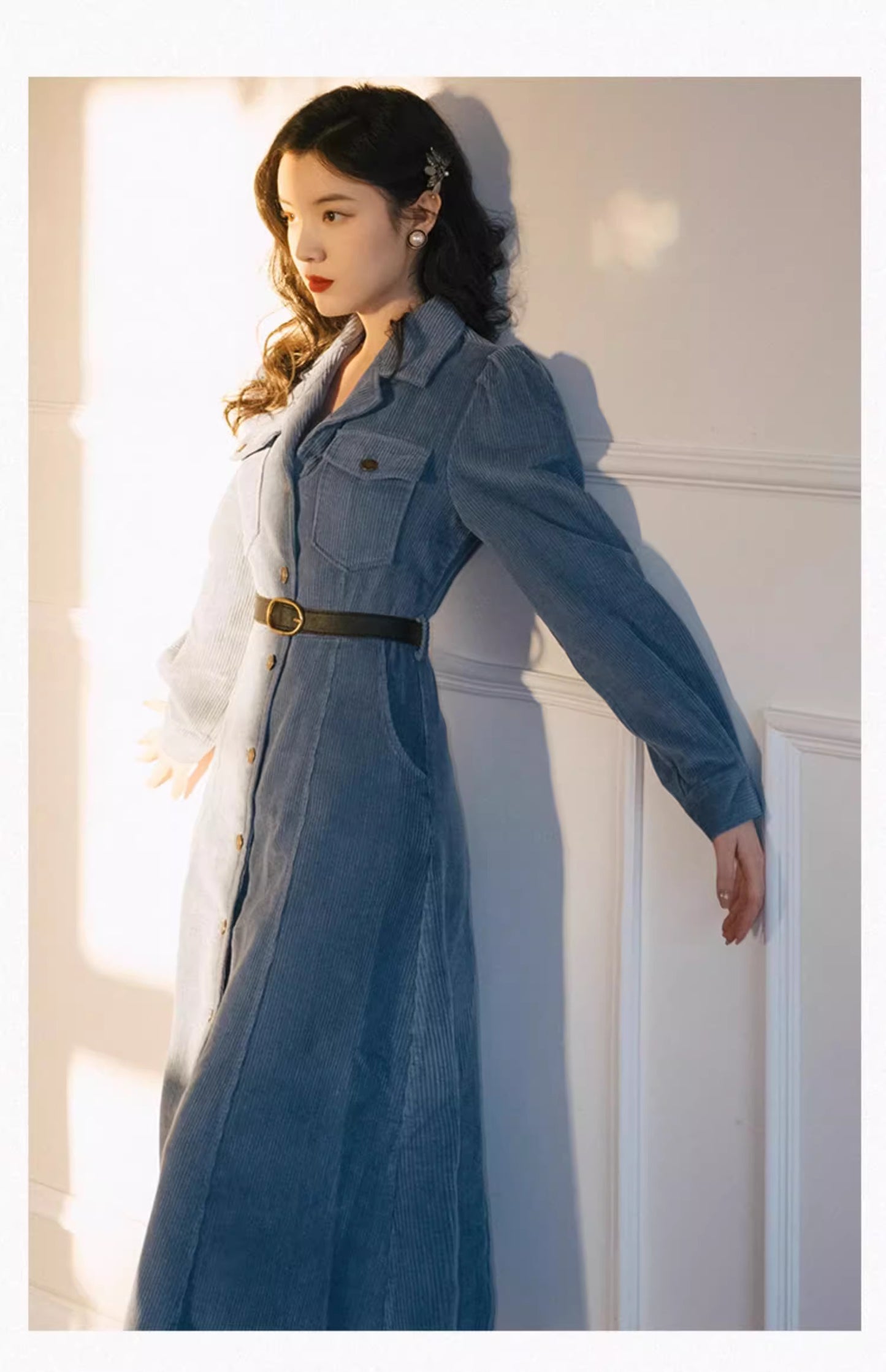 Retro 50s Blue Dress with Belt