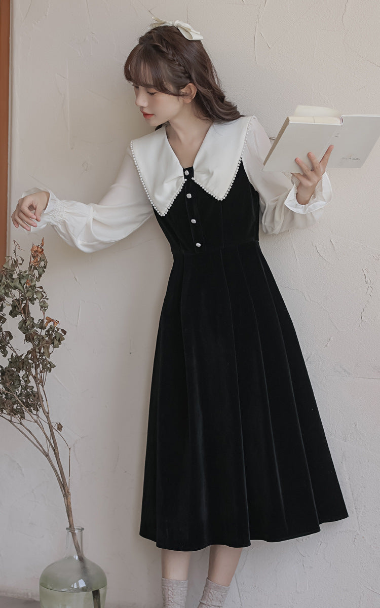 50S Peter Pan Collar Velvet Dress