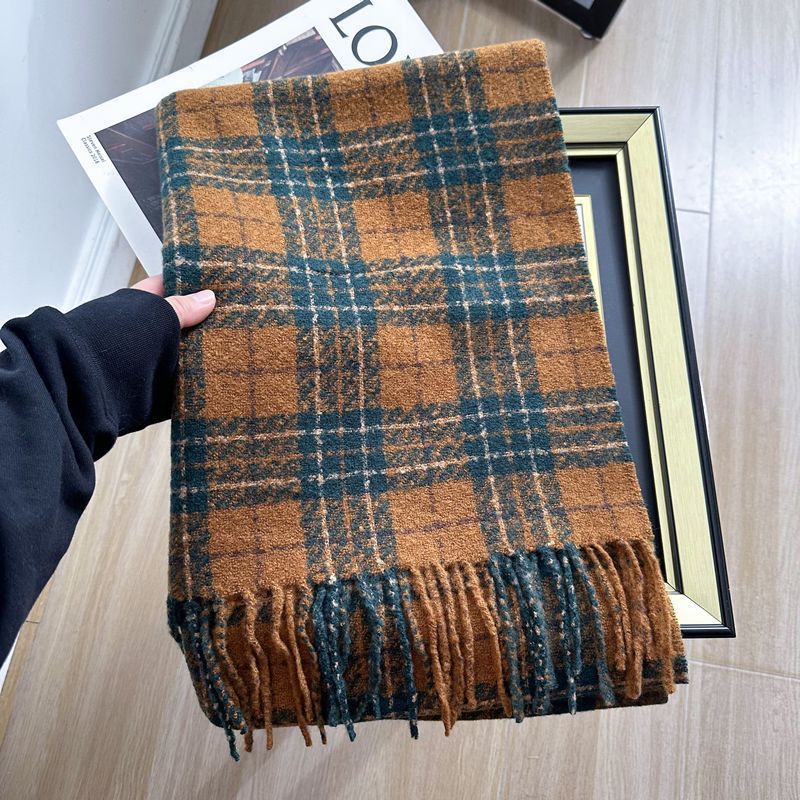 Retro Faux Cashmere Plaid Scarf