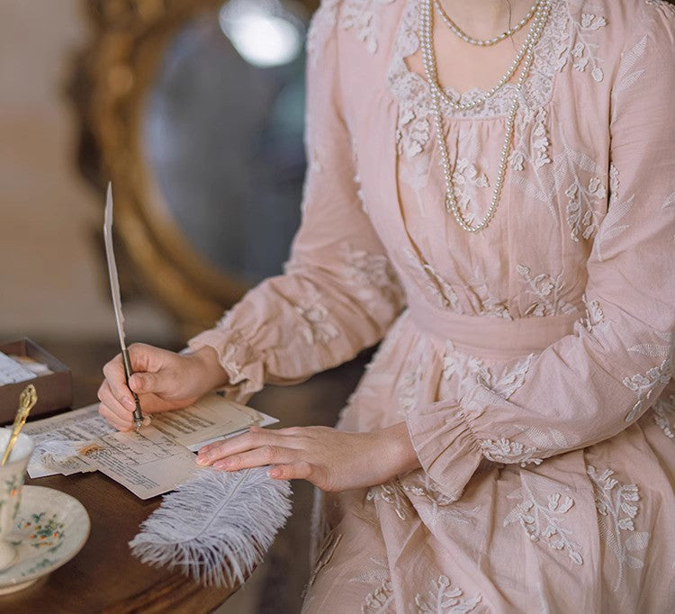 Period Drama Style Embroidery Vintage Dress