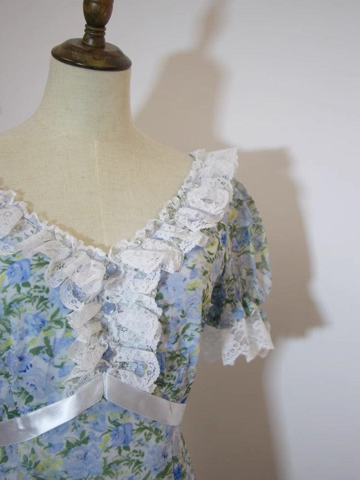 Vintage Remake Floral Regency Dress