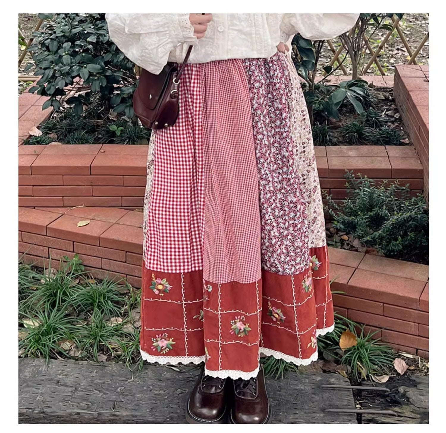 (Preoder) Retro Cottagecore Embroidery Floral Skirt