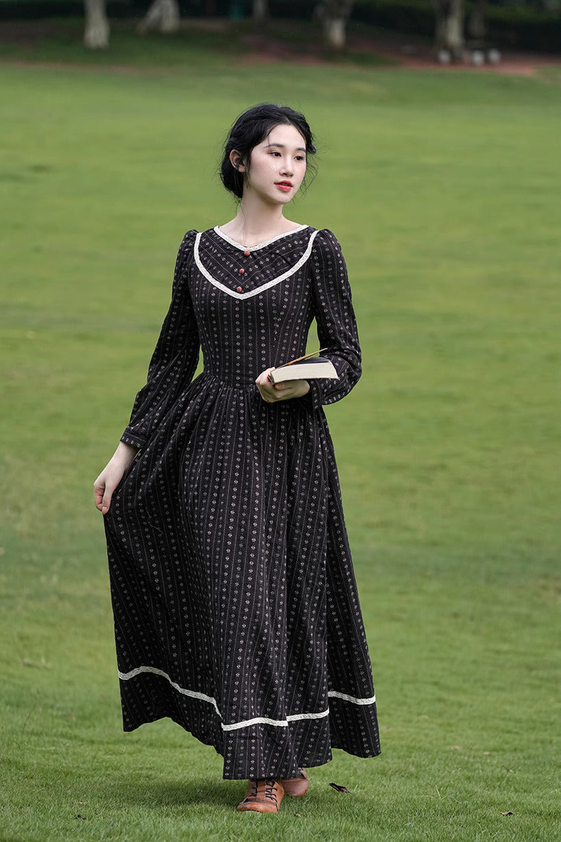 Period Drama Inspired V Neck Cotton Dress