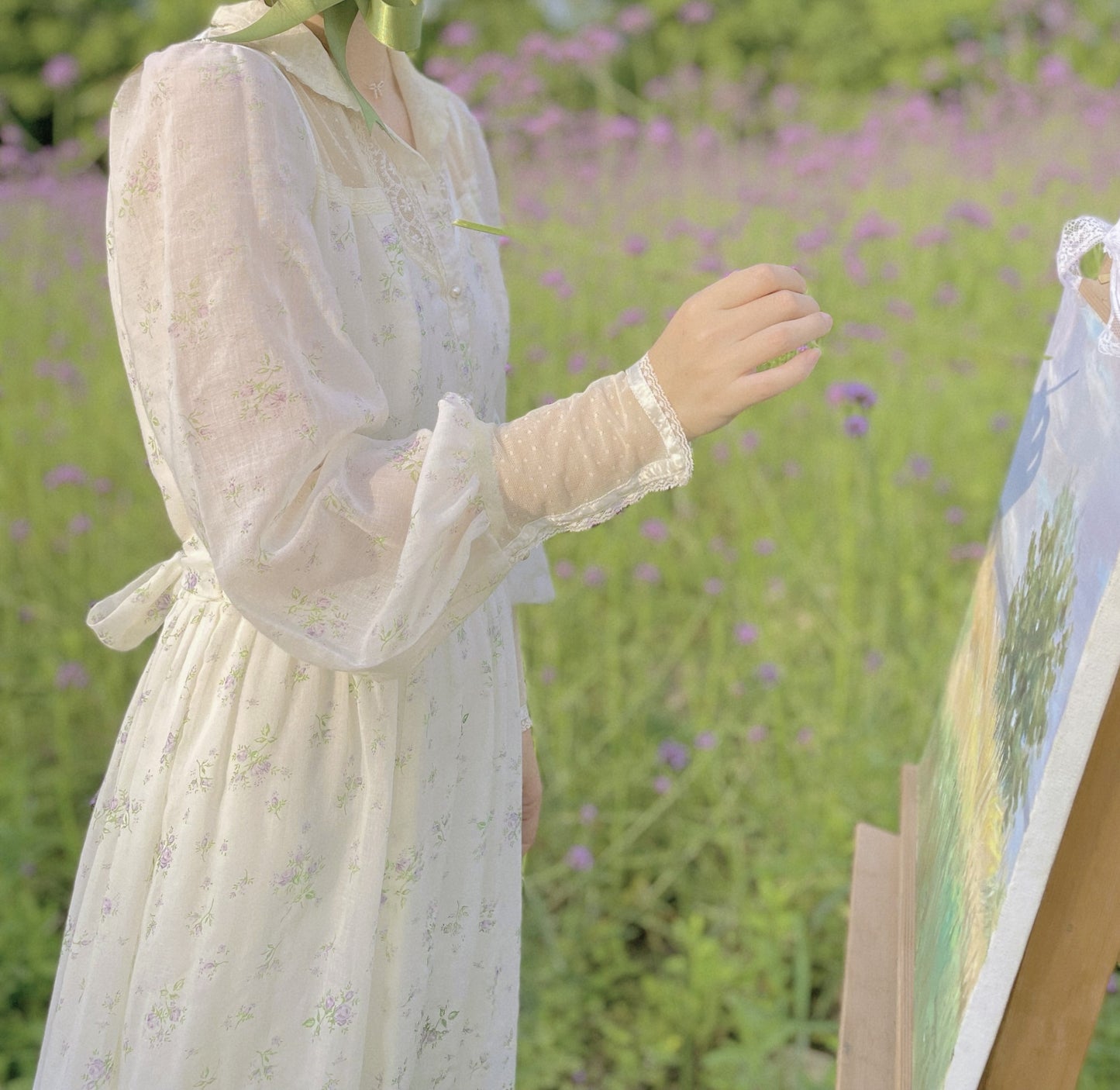 Gunne sax Replica 70s Lace Panel Floral Prairie Dress