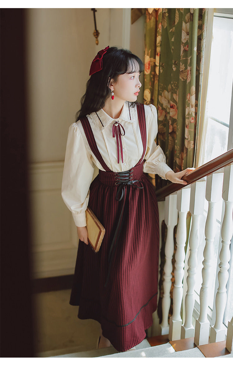 Retro Academia Pinafore Shirt Set