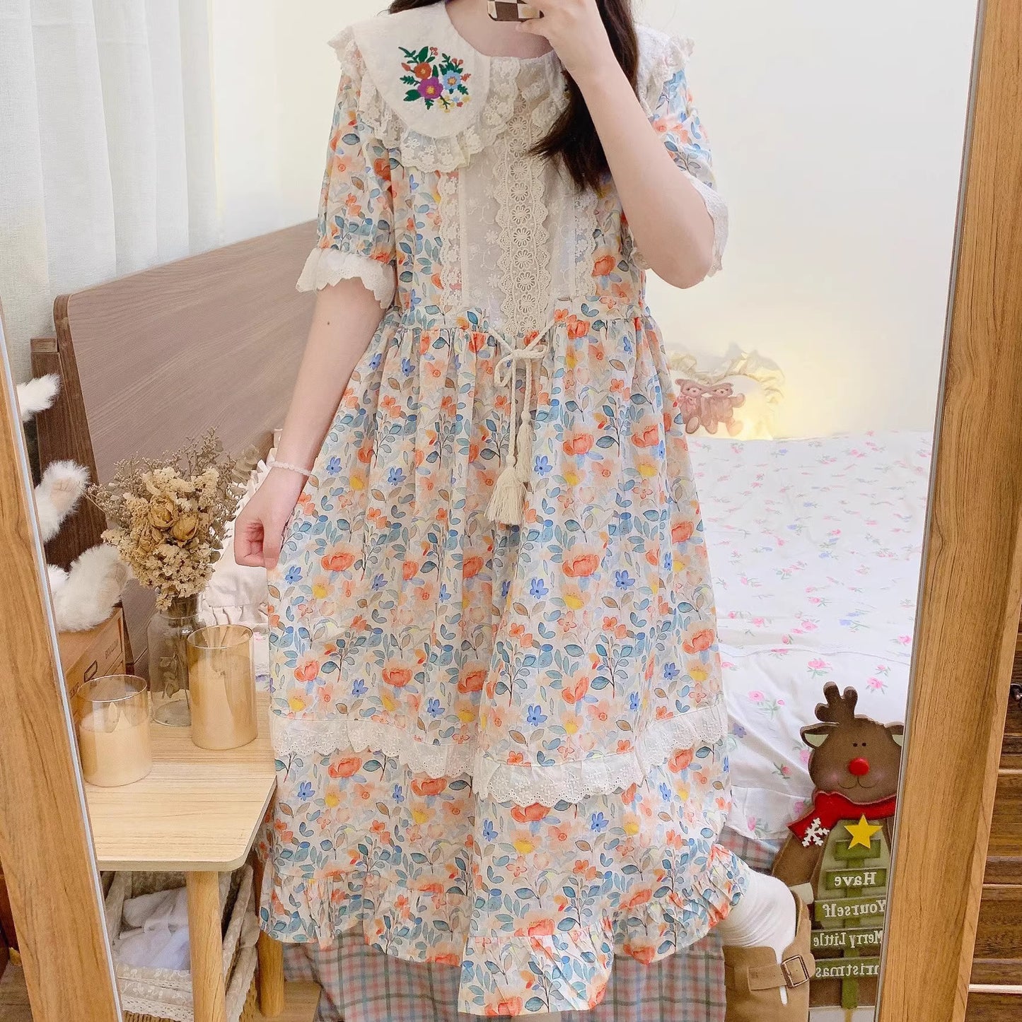 Cottagecore Embroidery Floral Summer Dress