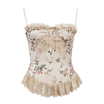 Blossom Lace Cami Bustier Top in White - Retro, Indie and Unique Fashion
