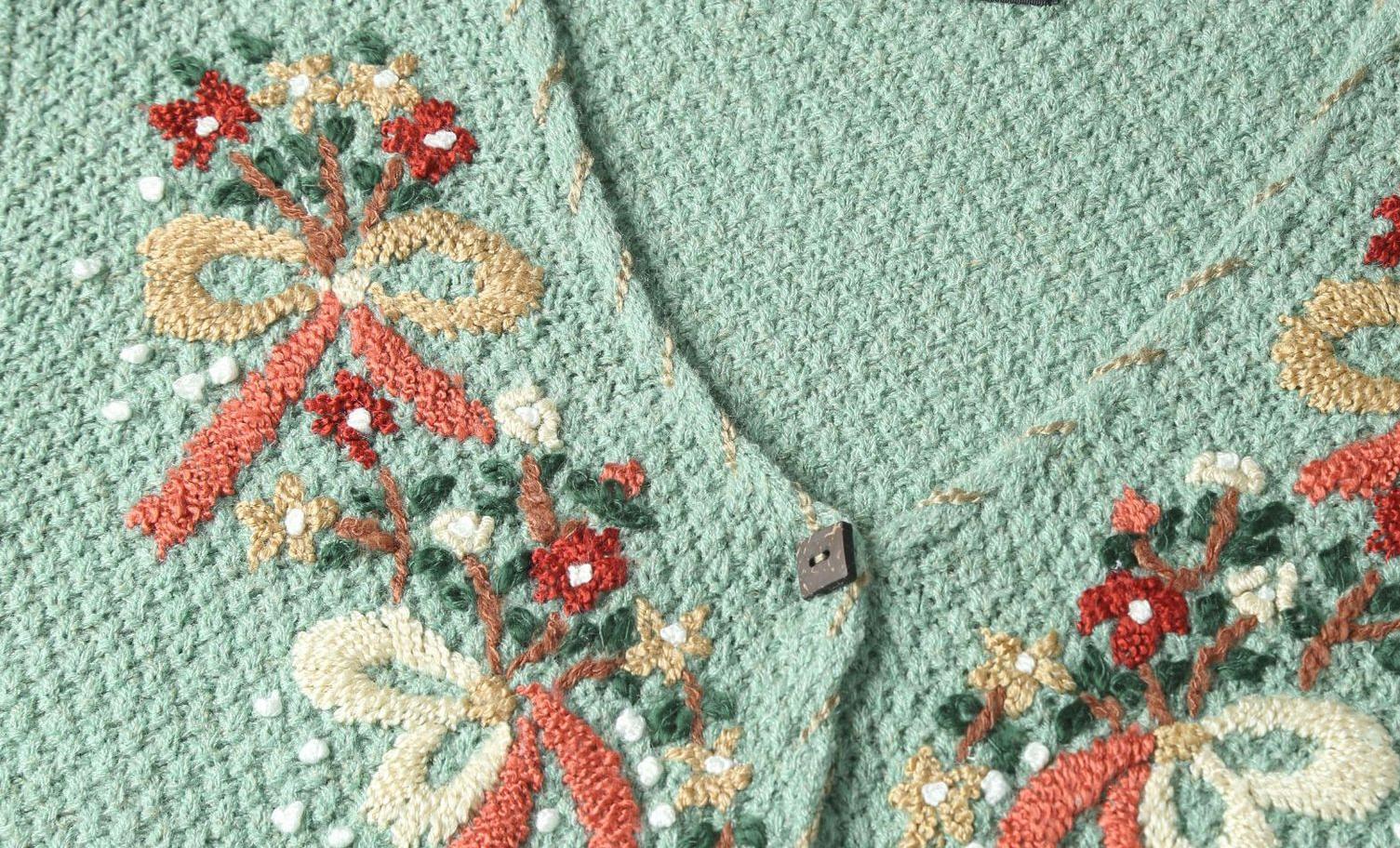 Vintage Cottagecore Embroidery Wool Blend Cardigan – Retro Fairy