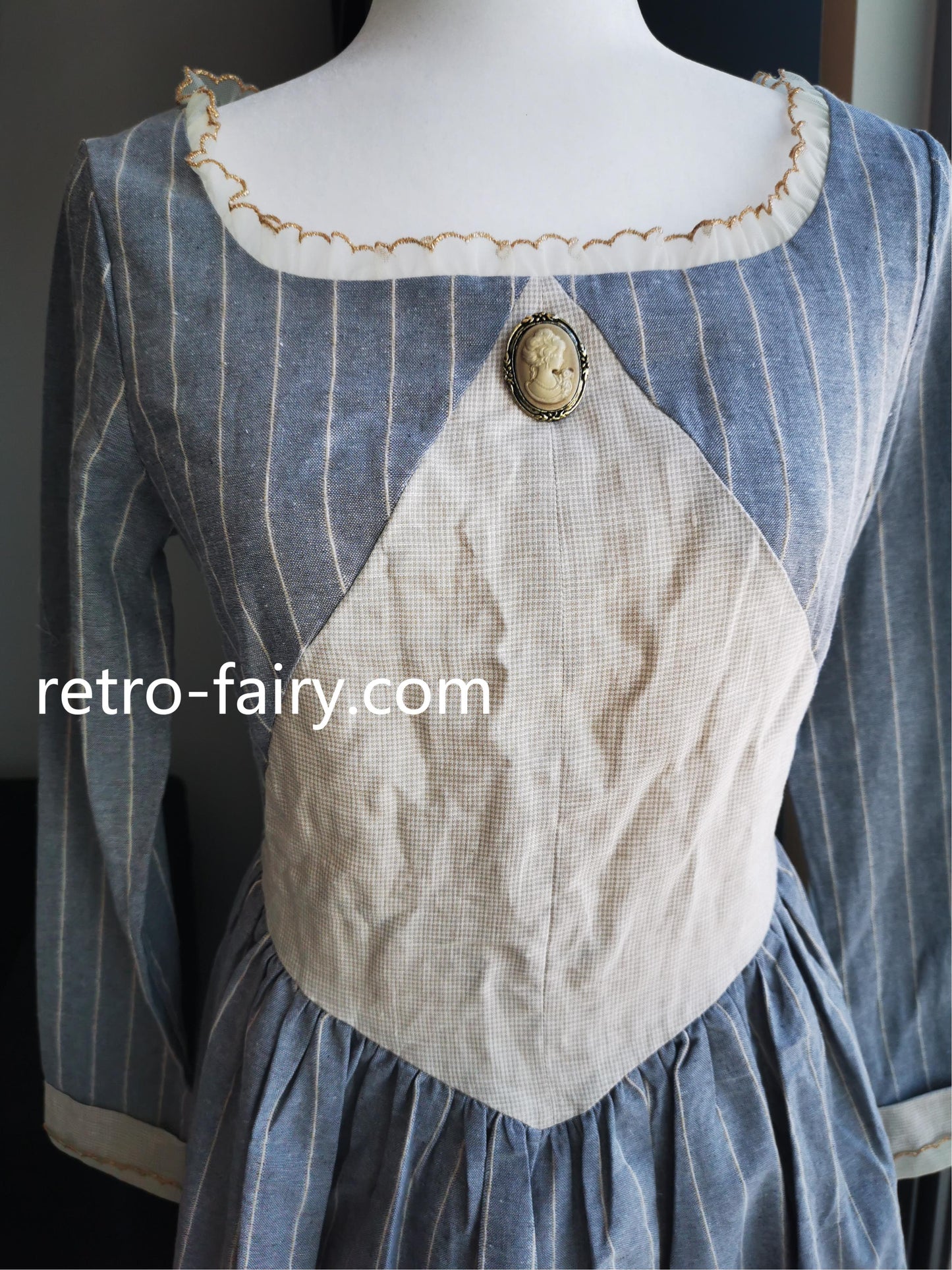 [Last Chance] Handmade Period Drama Inspired square collar Vintage Dress