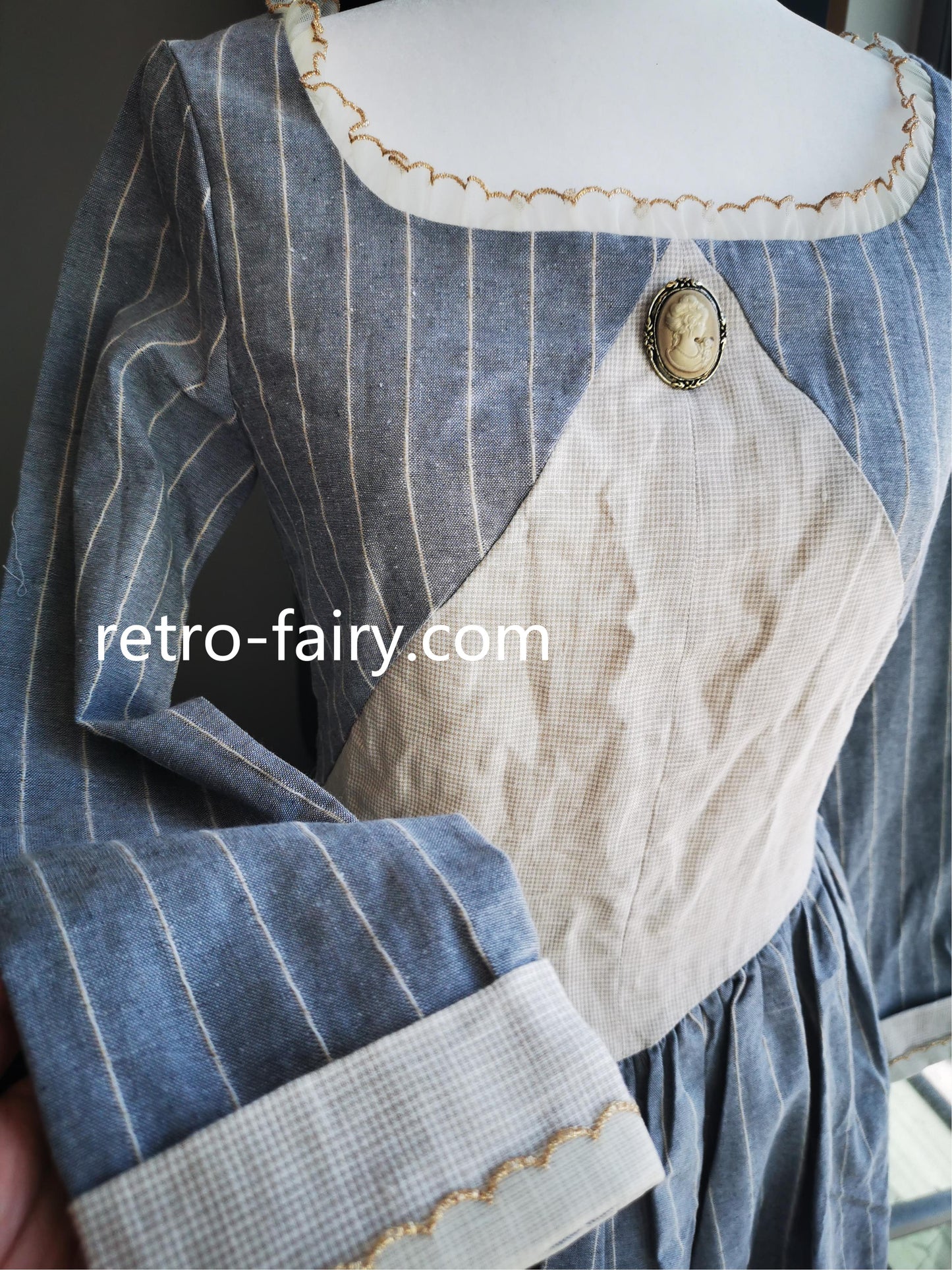 [Last Chance] Handmade Period Drama Inspired square collar Vintage Dress