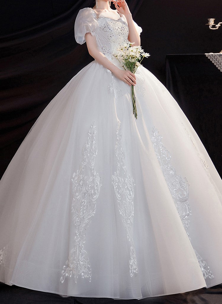 Royalcore Vintage Princess Puff Sleeves Wedding Gown