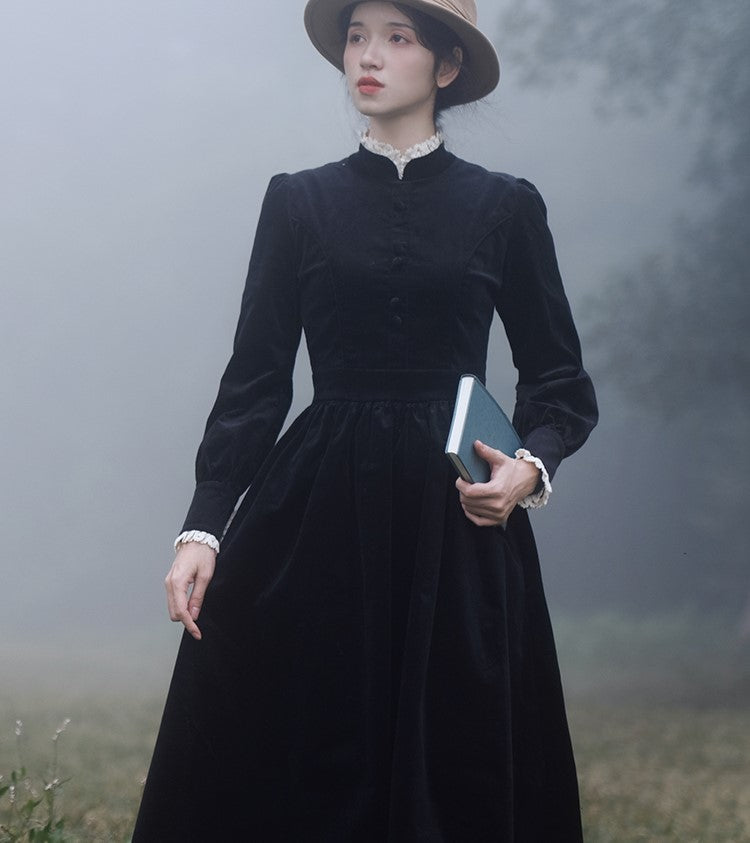 1900s Style Stand Collar Vintage Dress