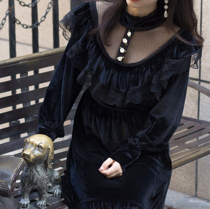 Vintage Dark Academia Gothic Style Dress