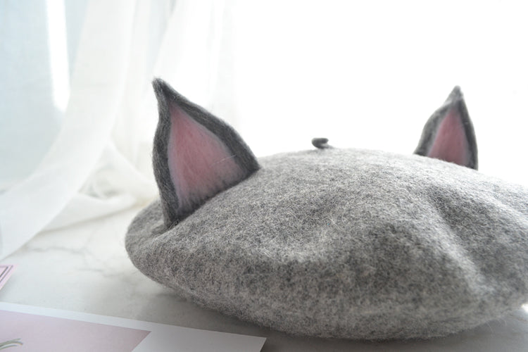 Handmade Cottagecore Fox Wool Blend Beret