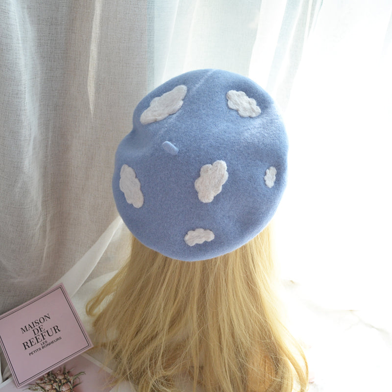 Fairycore Cloud Decor Wool Blend Beret